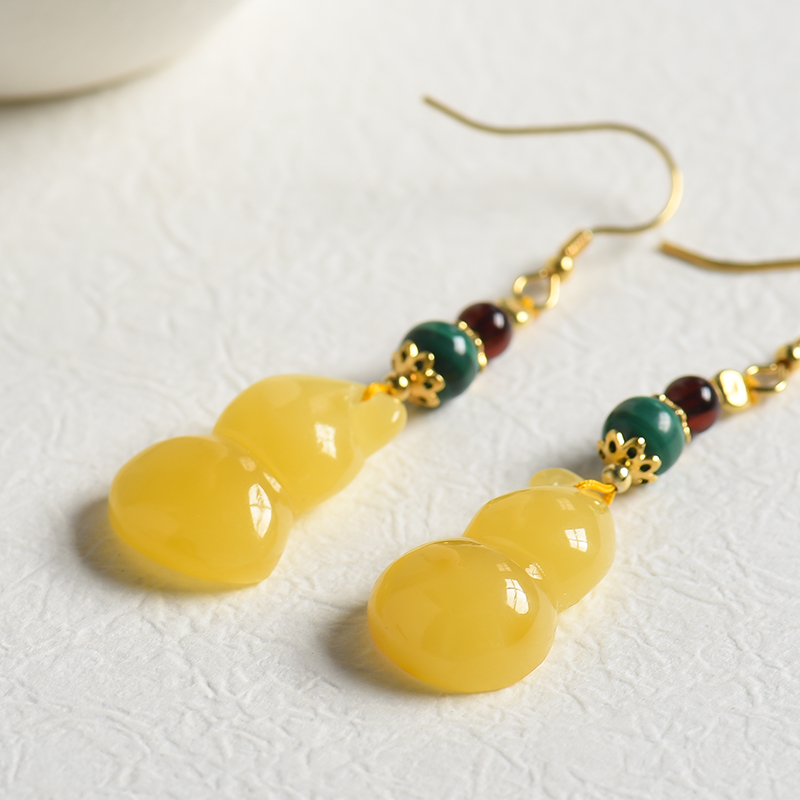 天然蜜蜡耳坠-红掌柜