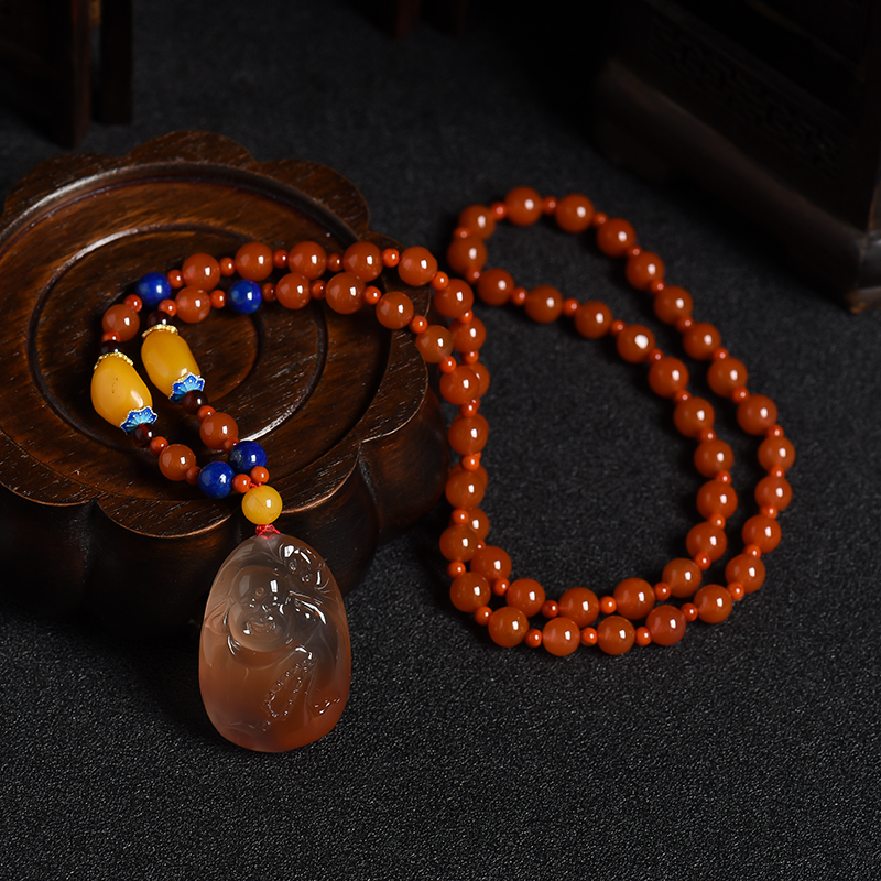 冰飘南红佛项链-红掌柜