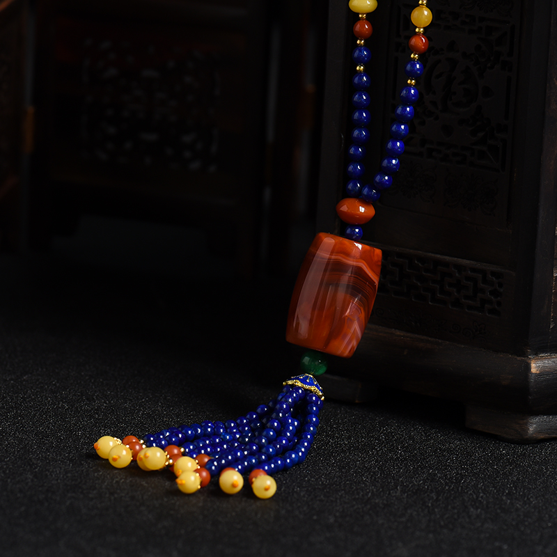 南红青金项链-红掌柜