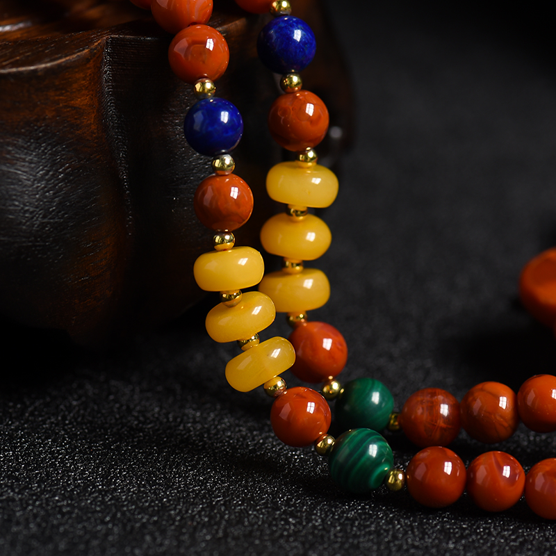 天然南红牡丹花项链-红掌柜