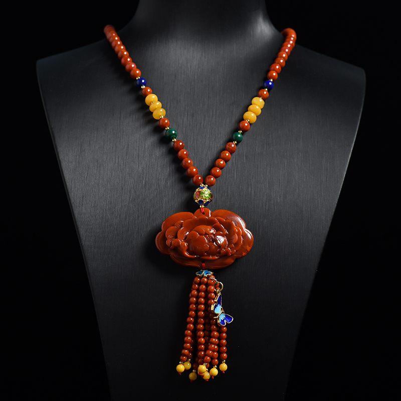 天然南红牡丹花-红掌柜