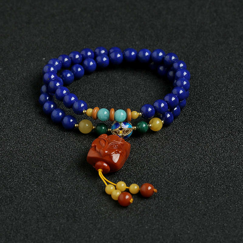 青金南红手串项链两用 - 红掌柜