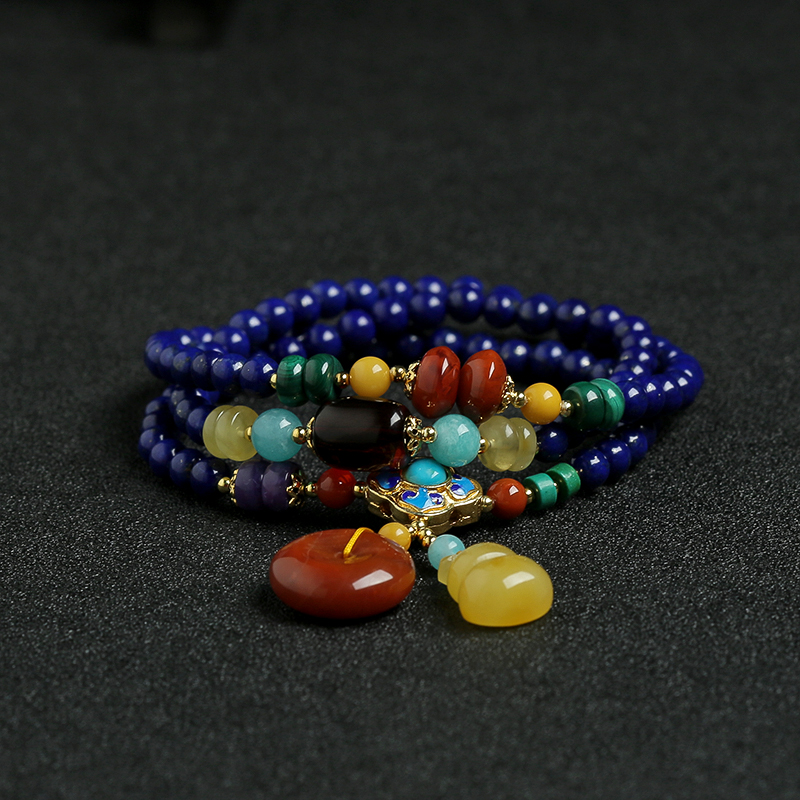 天然青金南红手串项链两用 - 红掌柜