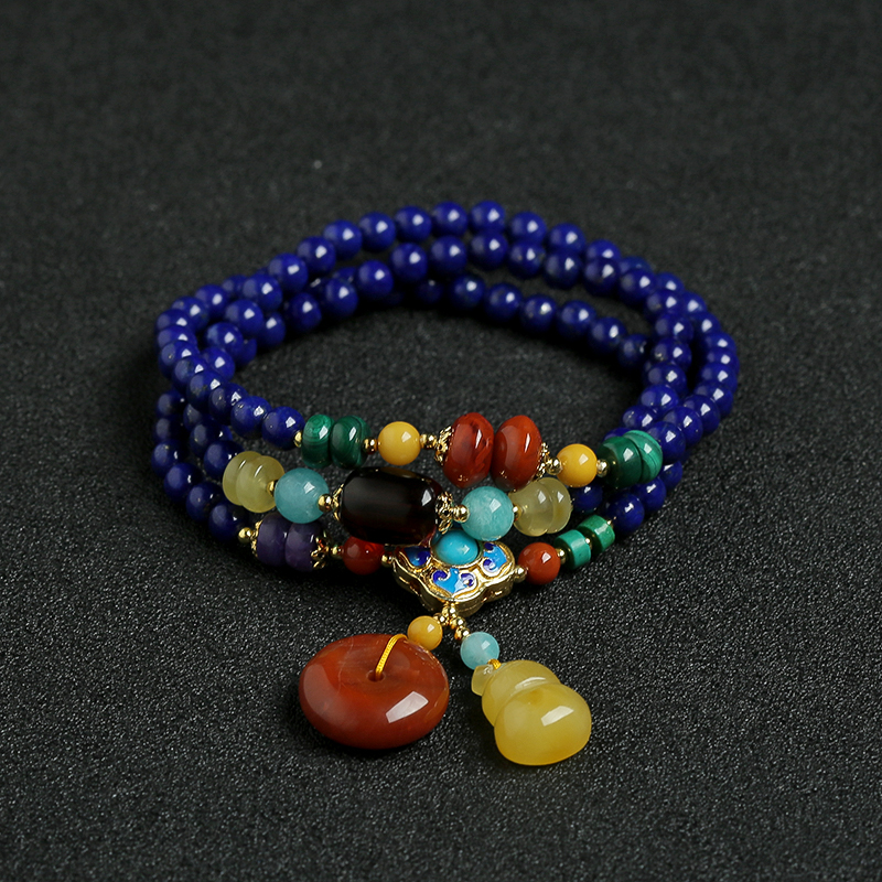 青金南红手串项链两用 - 红掌柜