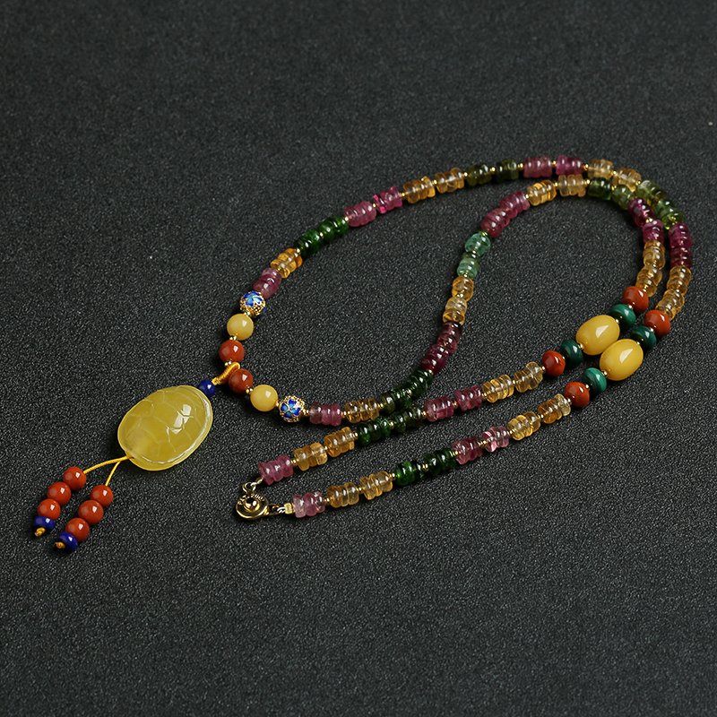 巴西天然碧玺项链 - 红掌柜