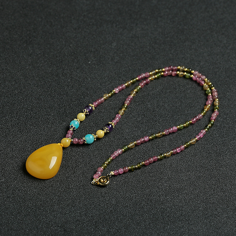 巴西天然碧玺项链 - 红掌柜