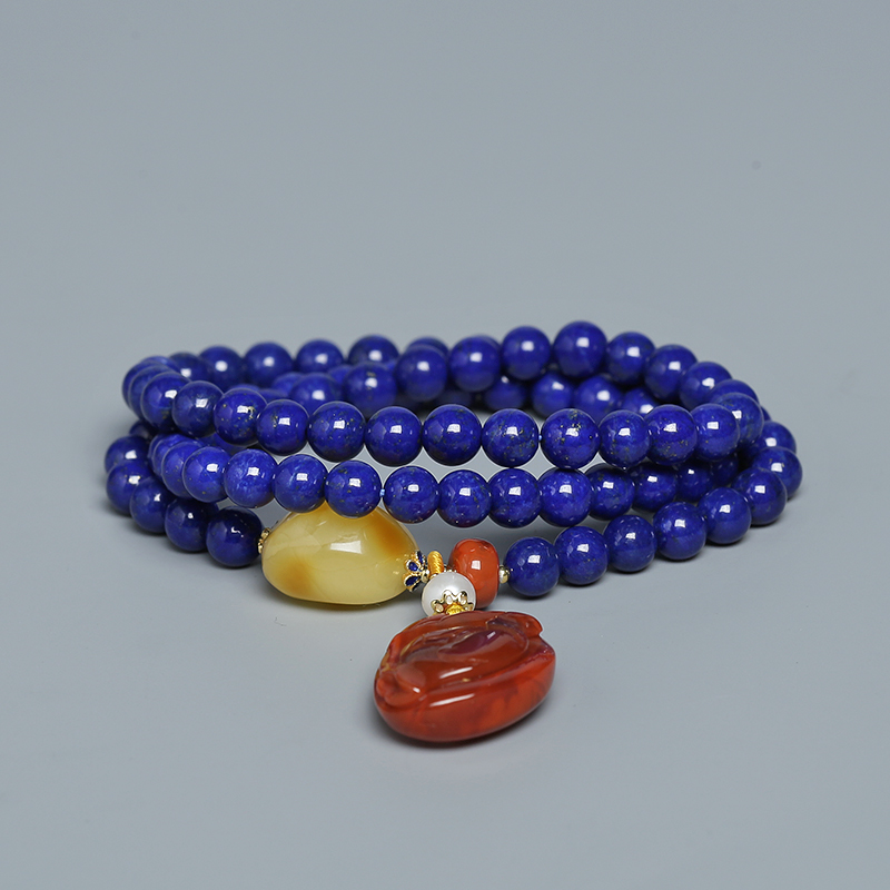 7mm阿富汗天然青金石项链-红掌柜