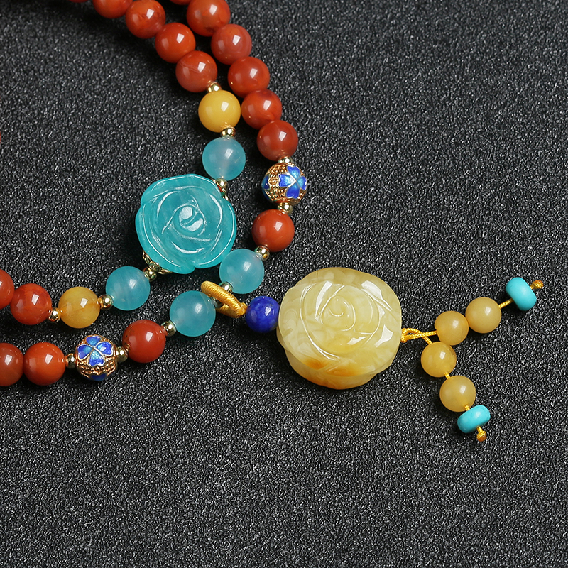 5.5mm川料玫瑰红南红手链-红掌柜