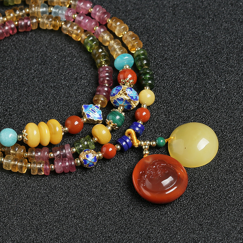 巴西碧玺隔片手链-红掌柜