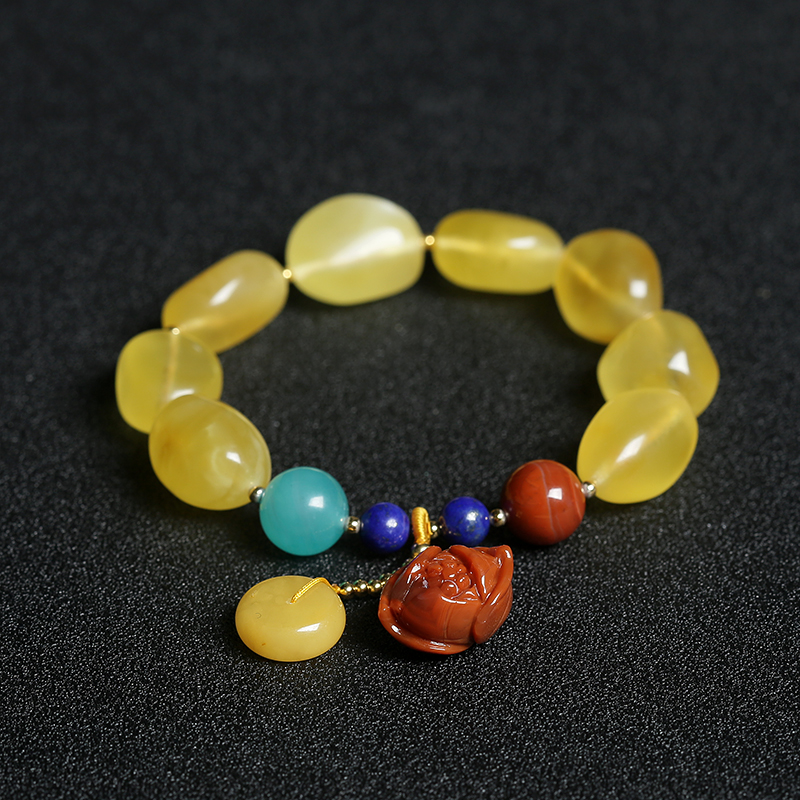 金包蜜蜜蜡随形单圈手串-红掌柜