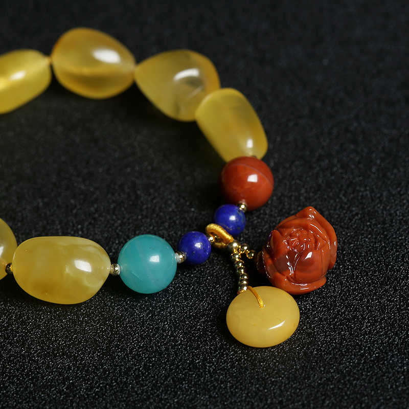 蜜蜡随形单圈手串-红掌柜