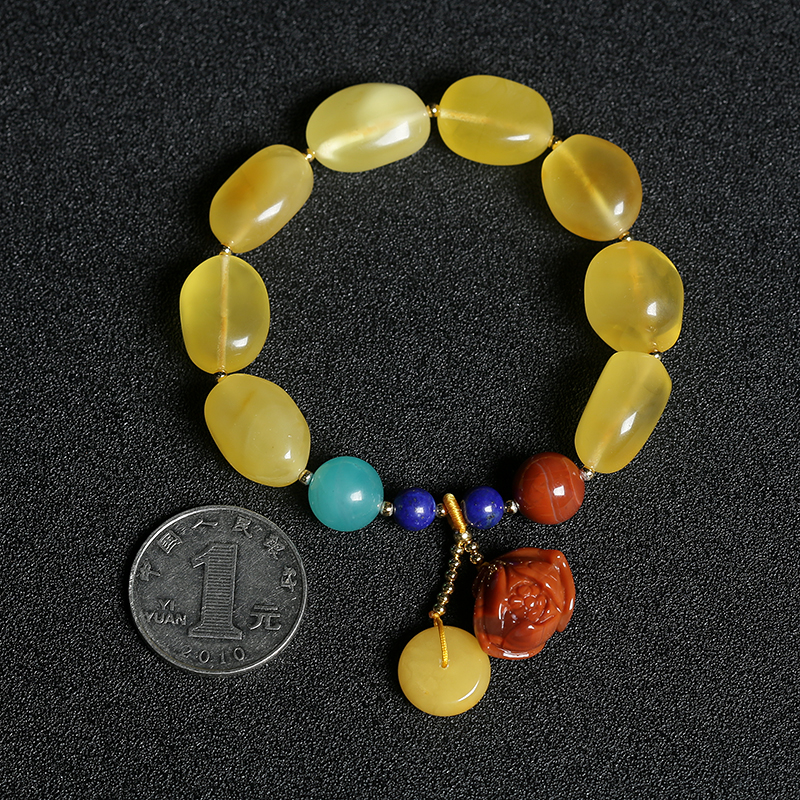 浅黄金包蜜蜜蜡随形手串-红掌柜