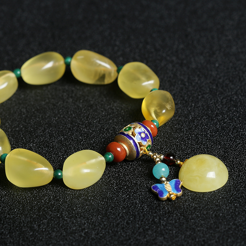 浅黄金包蜜蜜蜡随形手串-红掌柜