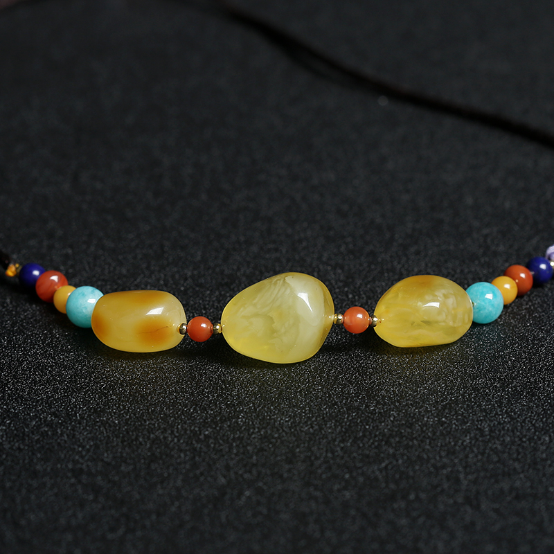 浅黄金绞蜜蜜蜡随形项链-红掌柜