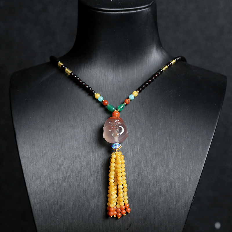 川料南红佛头项链-红掌柜