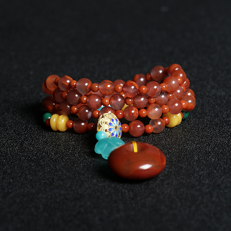 玫瑰红南红平安扣项链-红掌柜