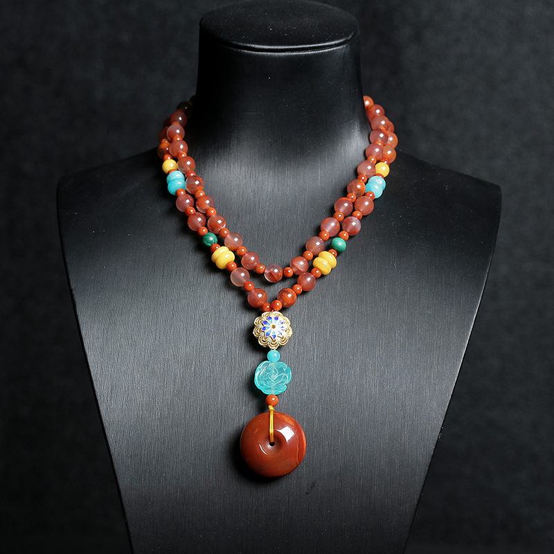 天然南红平安扣项链-红掌柜