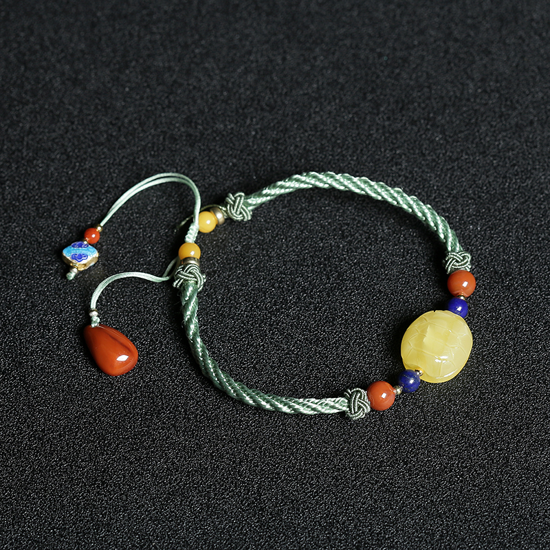 蜜蜡、青金石手链-红掌柜