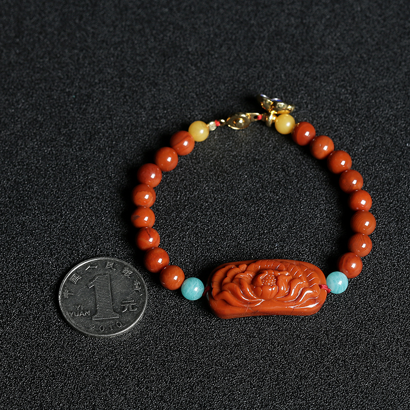 川料南红花开富贵手链-红掌柜