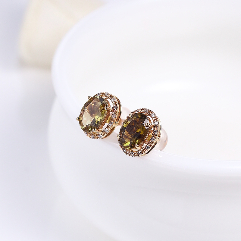 巴西天然黄色碧玺耳钉 - 红掌柜