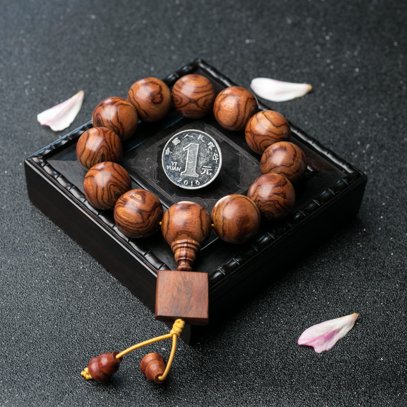 海南天然鬼眼黄花梨手串-红掌柜