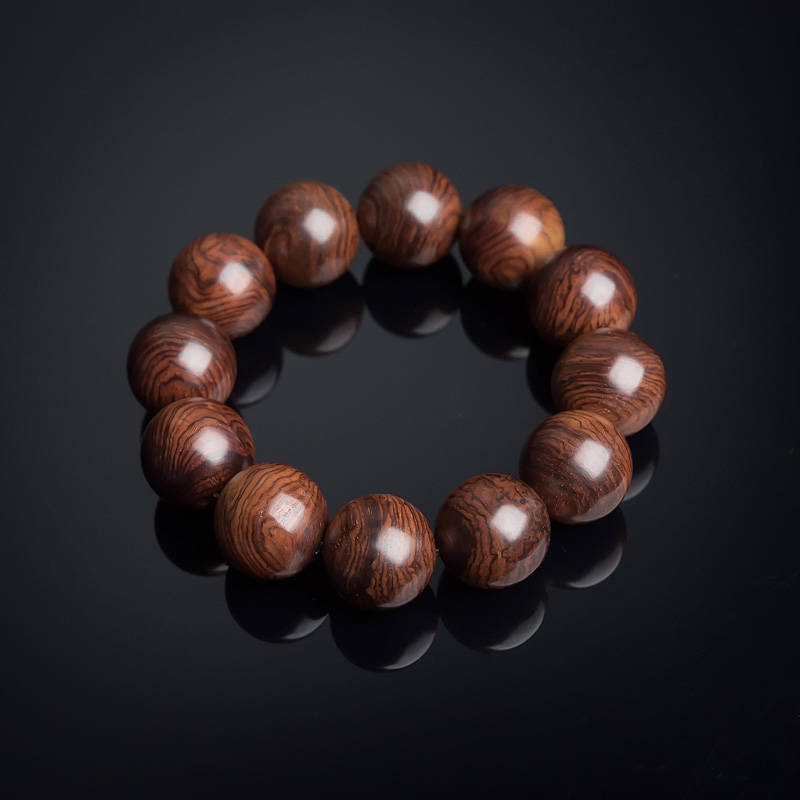 天然20mm海南山水纹黄花梨单圈手串-红掌柜