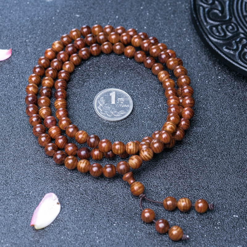 7.5mm海南虎皮纹黄花梨佛珠-红掌柜