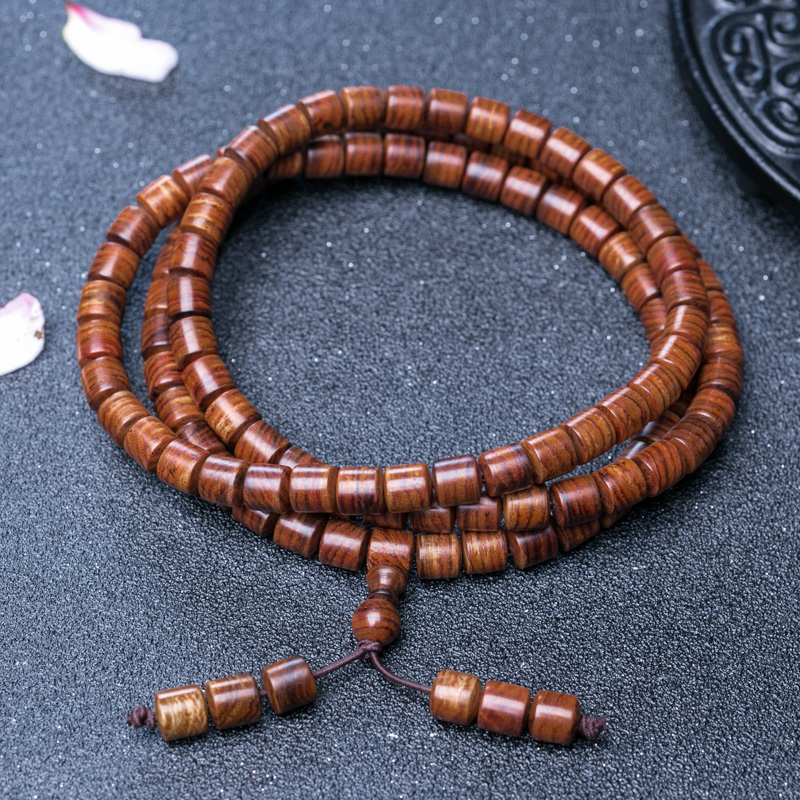 海南虎皮纹黄花梨佛珠-红掌柜