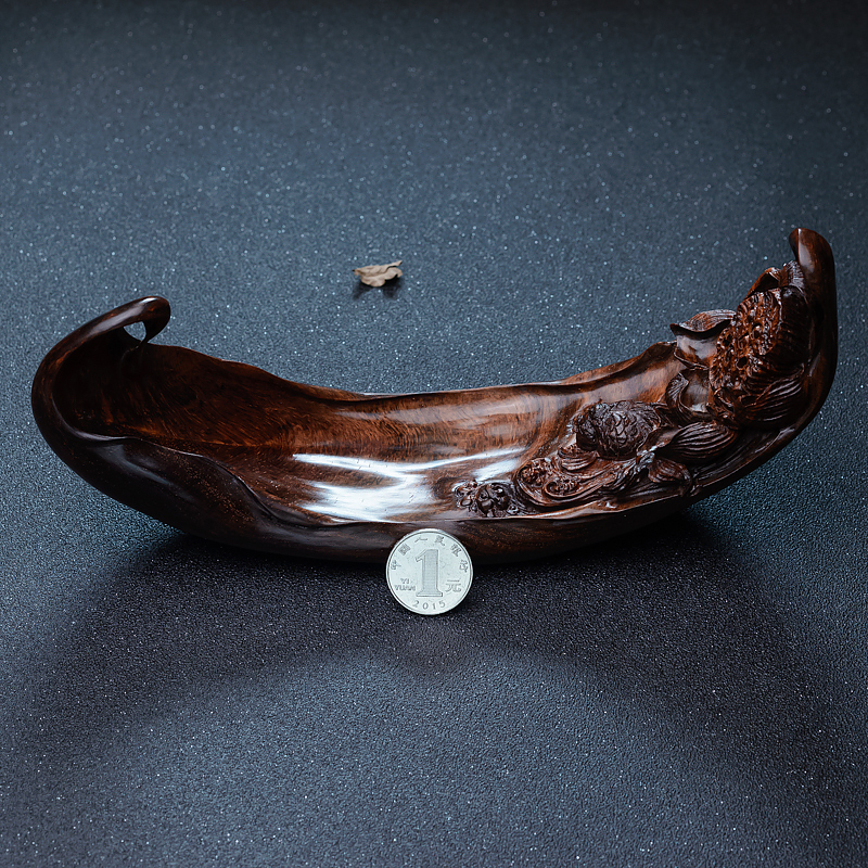 天然海南海南黄花梨连年有鱼摆件-红掌柜