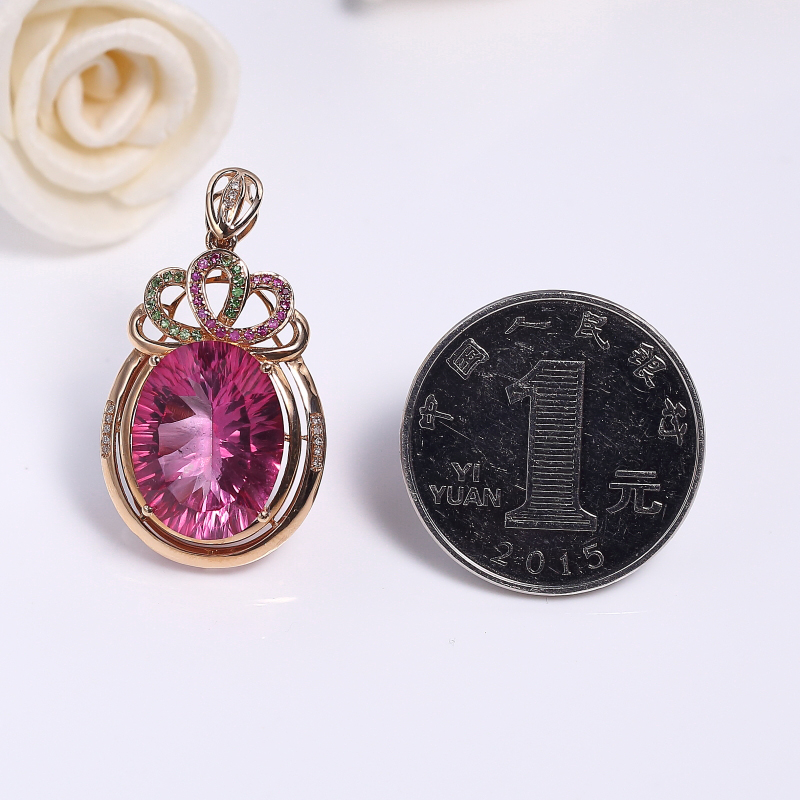 粉色托帕石吊坠-红掌柜