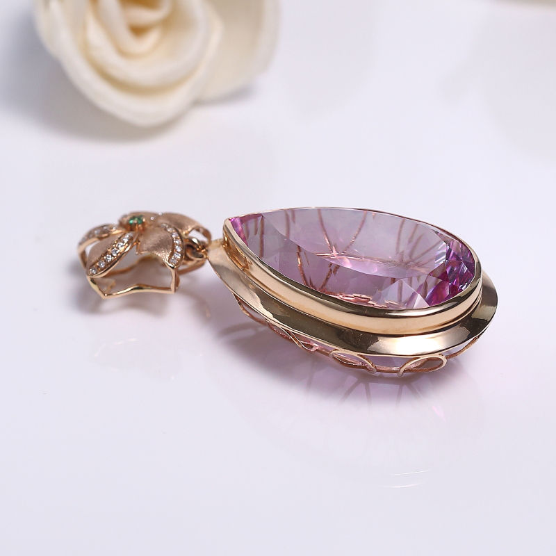 18K镶粉色托帕石吊坠-红掌柜