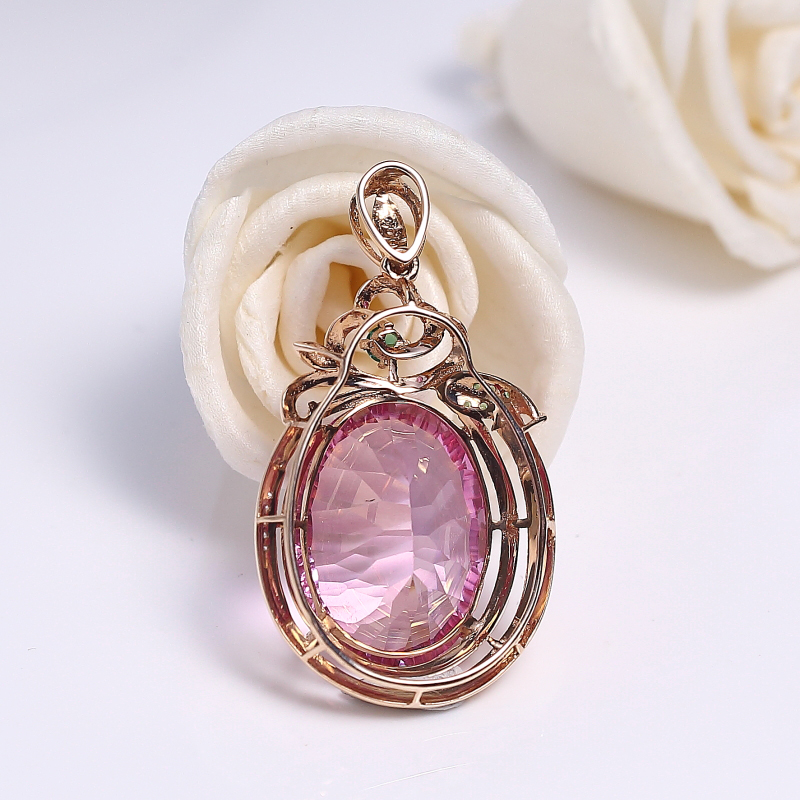 18K镶巴西粉色托帕石吊坠-红掌柜