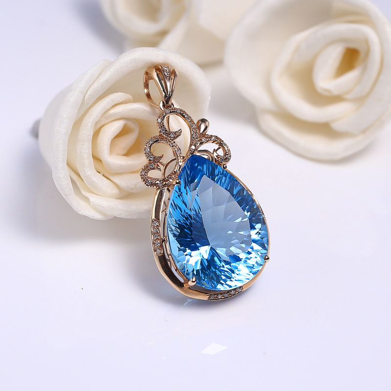 18K蓝色托帕石吊坠 - 红掌柜