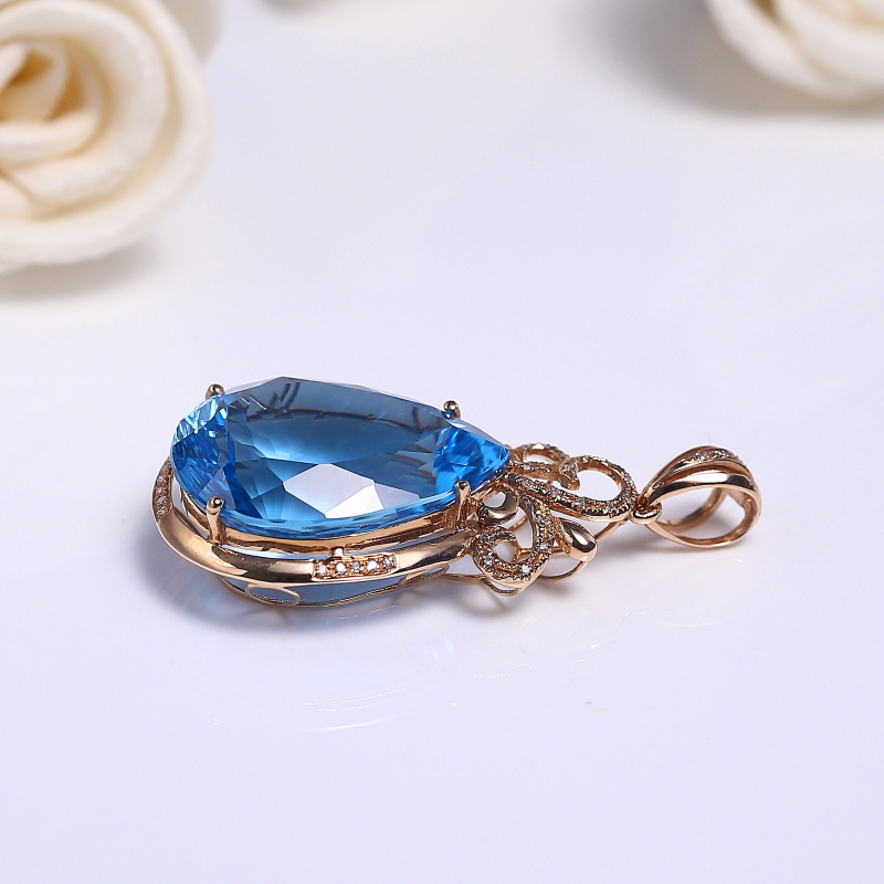 18K托帕石吊坠 - 红掌柜