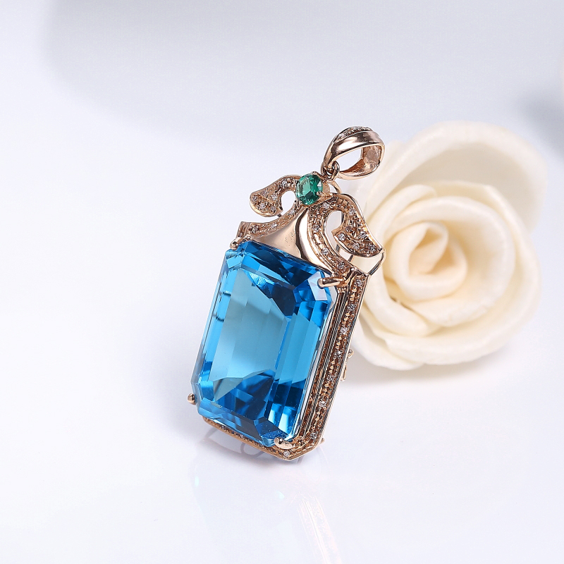 18K镶托帕石吊坠 - 红掌柜