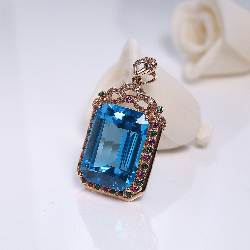 18K镶托帕石吊坠 - 红掌柜