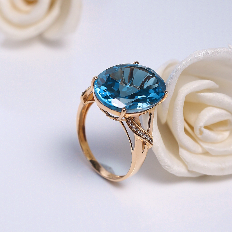 巴西天然18K镶托帕石戒指 - 红掌柜