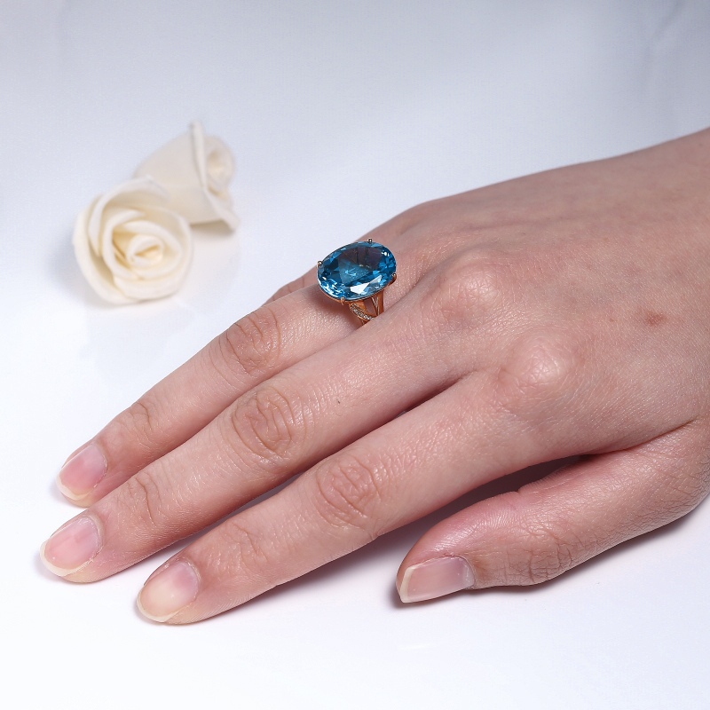 巴西蓝色托帕石戒指 - 红掌柜
