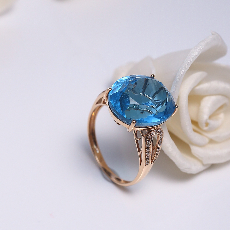 巴西天然18K镶托帕石戒指 - 红掌柜