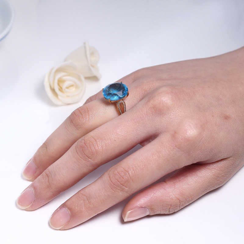 巴西蓝色托帕石戒指 - 红掌柜