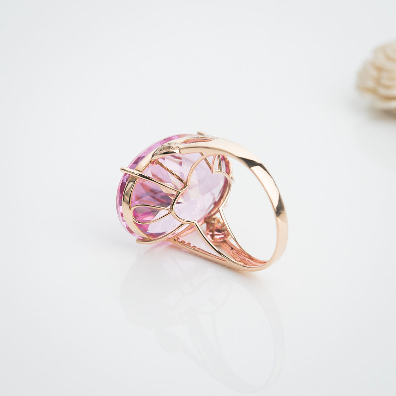 天然粉色托帕石戒指-红掌柜