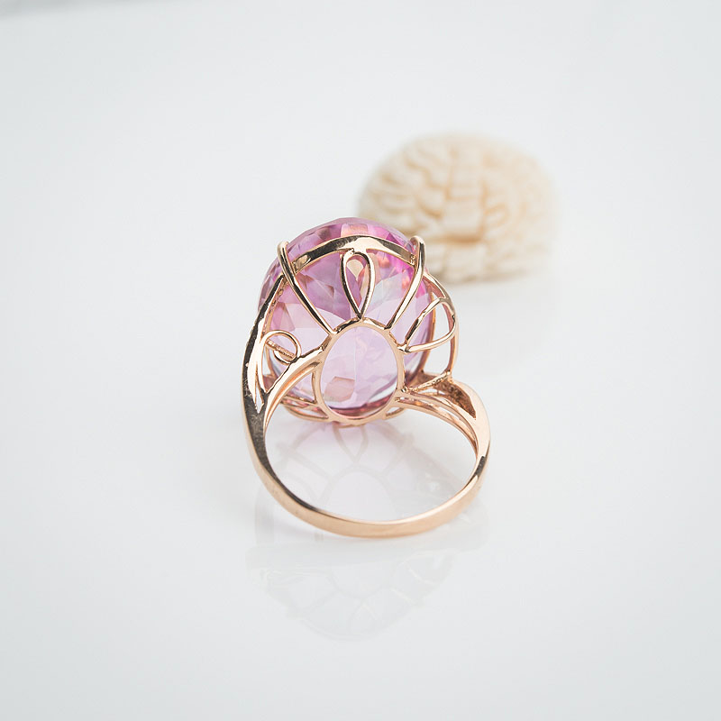 天然粉色托帕石戒指-红掌柜