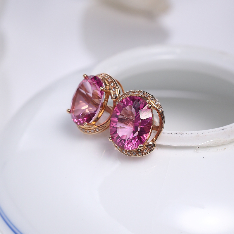 托帕石耳钉-红掌柜