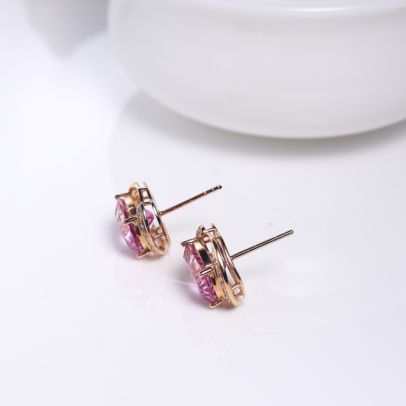 18K金镶钻天然托帕石耳钉-红掌柜