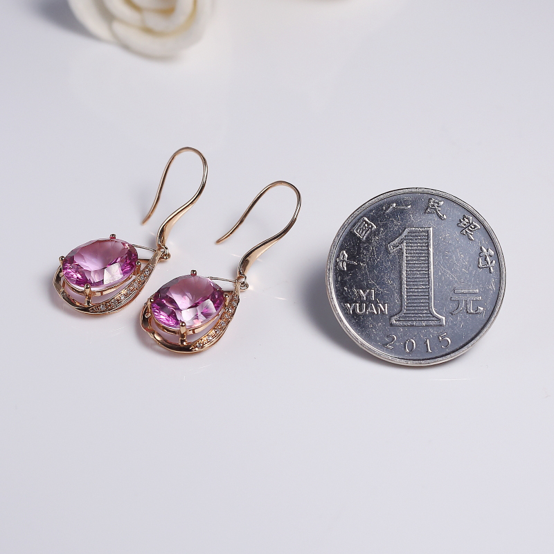 天然巴西托帕石耳环-红掌柜