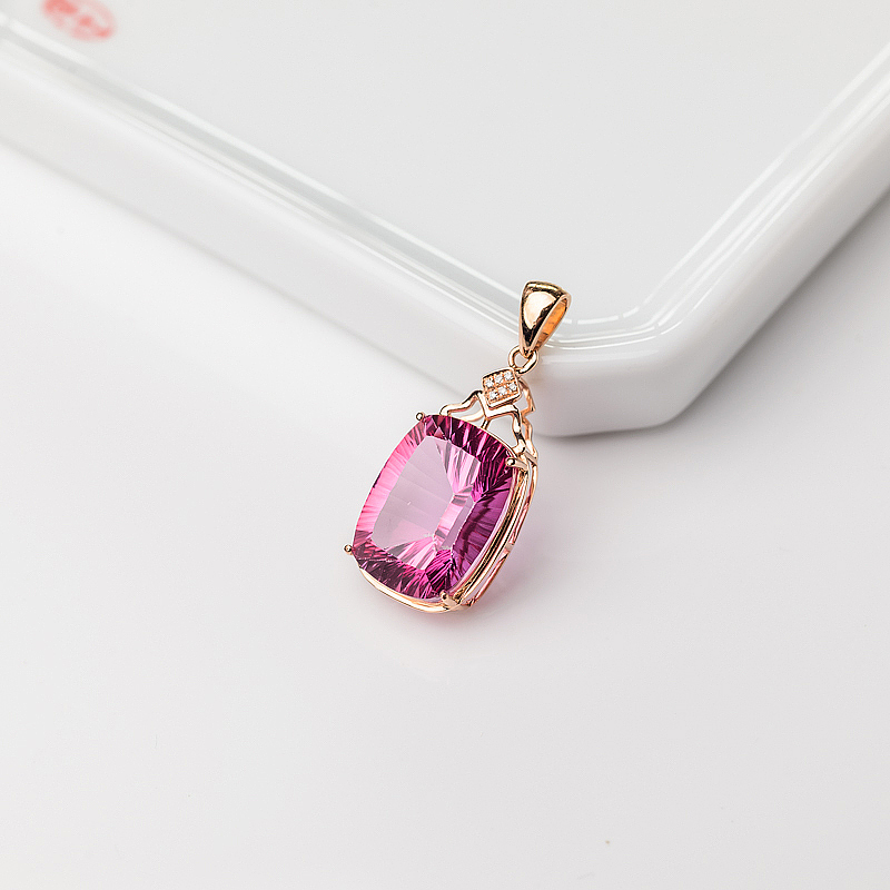 天然粉色托帕石吊坠-红掌柜