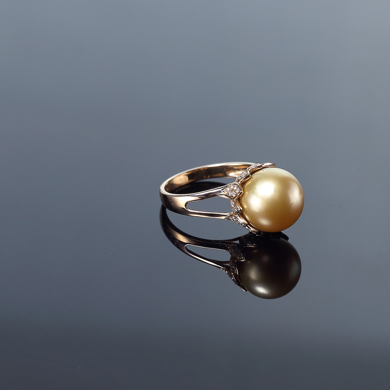 日本天然金色珍珠戒指-红掌柜