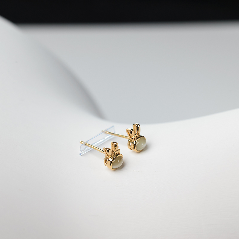 18K金镶黄色金绿宝石耳钉-红掌柜