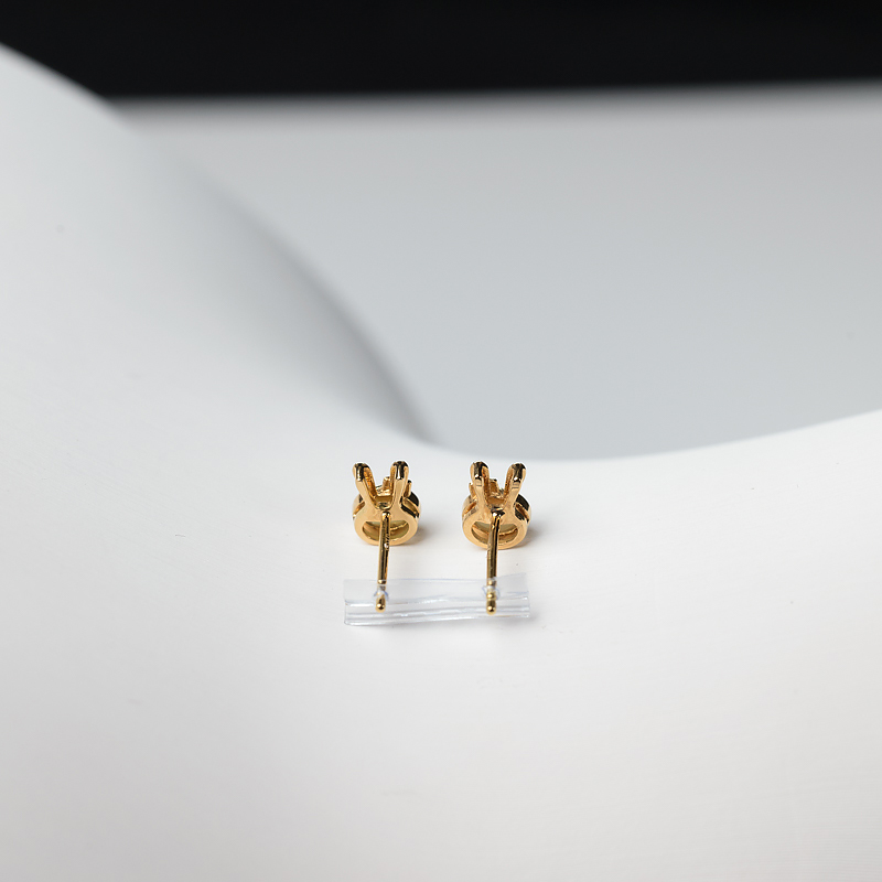 18K金镶猫眼金绿宝石耳钉-红掌柜