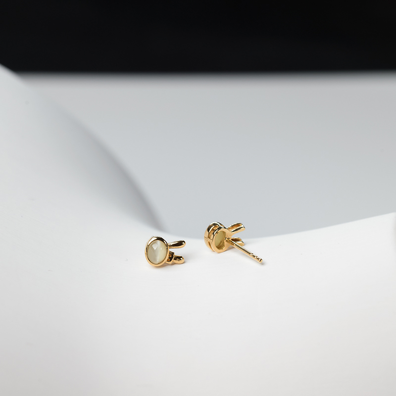 黄色金绿宝石耳钉-红掌柜